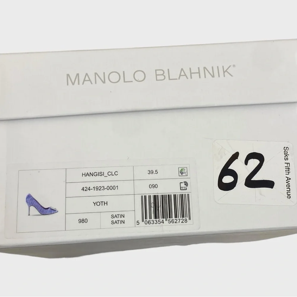 Manolo Blahnik New in Box Hangisi Purple Pleated Satin Pumps Size 39 1/2 - Picture 6 of 12